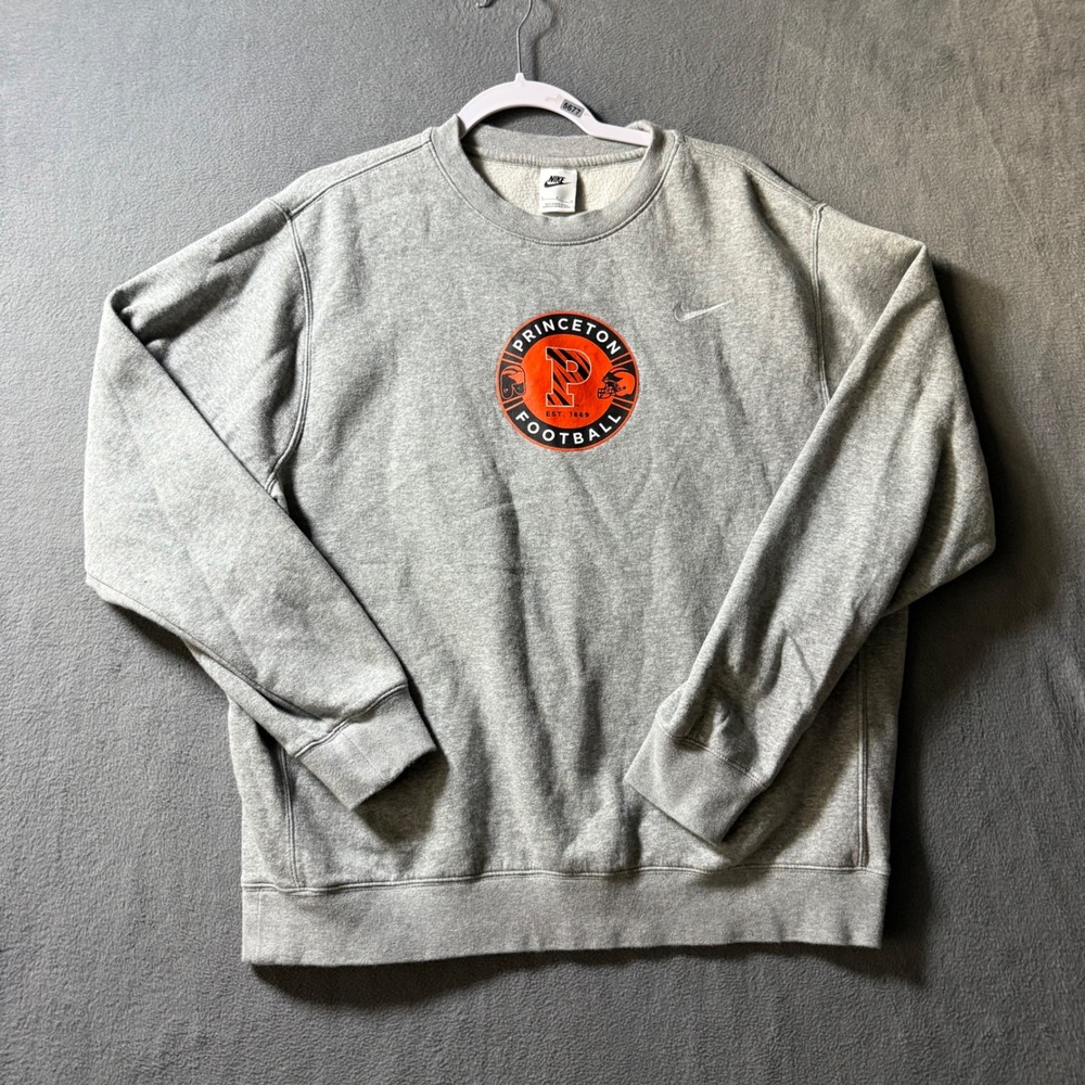 Nike Princeton Football Crewneck Sweatshirt Gray Mens Large Ivy League Pullover